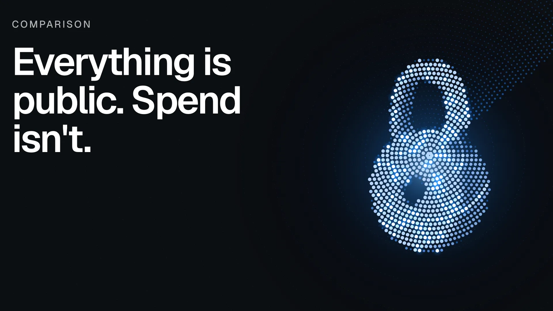 A closed padlock drawn in glowing dots: ad libraries show everything except what a brand spent.